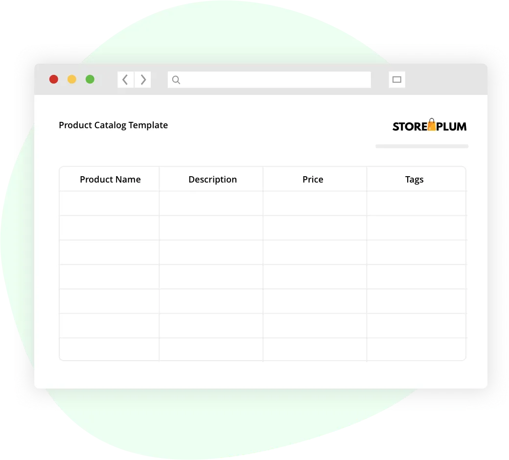 Fill out the Storeplum Product Catalog Template